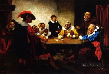 El juego de póquer William Holbrook Monos con barba vestidos Pinturas al óleo
